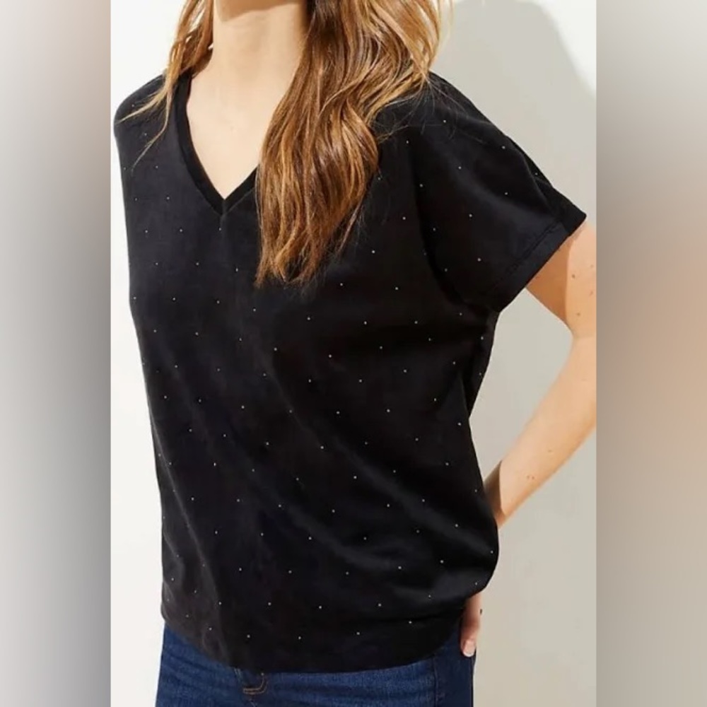 Loft Black Velvet studded top